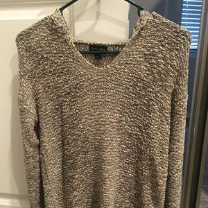 Grey and white cable knit sweater with hood Size S/P Another Story